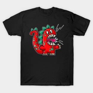 Red Dino Roaring T-Shirt